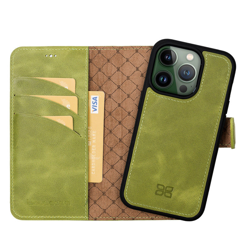 Bouletta iPhone 15 Pro Uitneembare lederen BookCase (Magsafe compatibel) - Andalusian Green