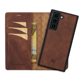 Pulledro geschikt voor Samsung Galaxy S26 Uitneembare Lederen Bookcase · Echt Leer · Handgemaakt · Standfunctie - Antic Coffee