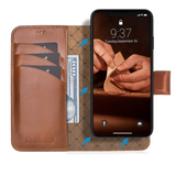 iPhone Air Uitneembaar leren Bookcase - Burned Cognac