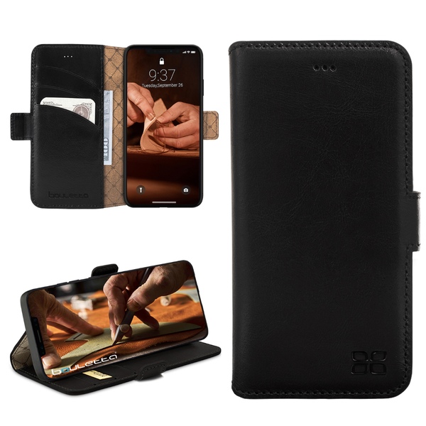 Bouletta iPhone 16e Bookcase hoesje luxe leren bescherming - Rustic Black