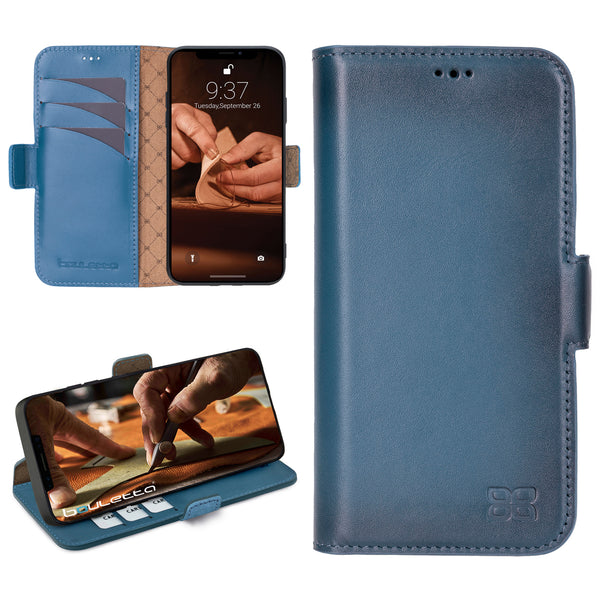 Bouletta iPhone 16e Bookcase hoesje luxe leren bescherming - Midnight Blue