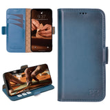 iPhone 17 leren Solid Bookcase - Midnight Blue