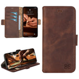 iPhone Air leren Solid Bookcase - Antic Coffee