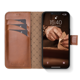 iPhone Air Uitneembaar leren Bookcase - Burned Cognac