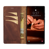 Pulledro geschikt voor Samsung Galaxy S26 Uitneembare Lederen Bookcase · Echt Leer · Handgemaakt · Standfunctie - Antic Coffee