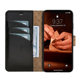 Bouletta iPhone 15 Pro Uitneembare lederen BookCase (Magsafe compatibel) - Rustic Black