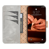 Bouletta iPhone 15 Uitneembare lederen BookCase (Magsafe compatibel) - Future Grey