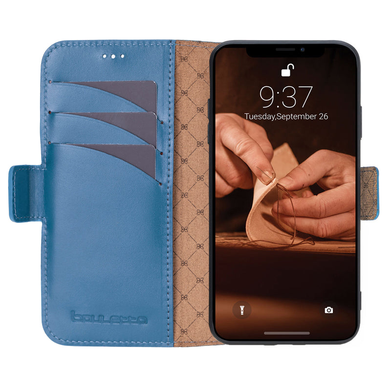 iPhone 17 leren Solid Bookcase - Midnight Blue