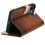 Bouletta iPhone 15 Uitneembare lederen BookCase (Magsafe compatibel) - Burned Cognac