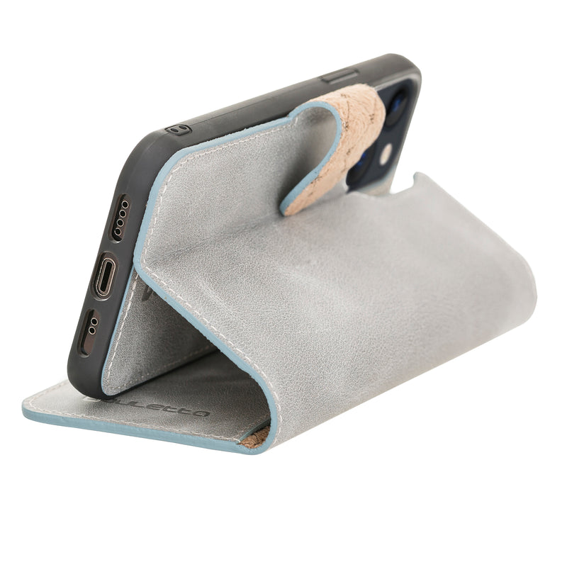 Bouletta iPhone 15 Uitneembare lederen BookCase (Magsafe compatibel) - Future Grey