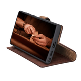 Pulledro geschikt voor Samsung Galaxy S26 Ultra Uitneembare Lederen Bookcase · Echt Leer · Handgemaakt · Standfunctie - Antic Coffee