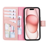 Bouletta iPhone 14 Uitneembare lederen RFID BookCase (Magsafe compatibel) - Nude Pink