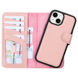 Bouletta iPhone 14 Uitneembare lederen RFID BookCase (Magsafe compatibel) - Nude Pink