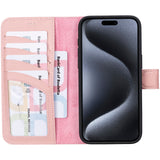 Bouletta iPhone 15 Pro Max Uitneembare lederen RFID BookCase (Magsafe compatibel) - Nude Pink