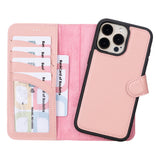 Bouletta iPhone 15 Pro Max Uitneembare lederen RFID BookCase (Magsafe compatibel) - Nude Pink