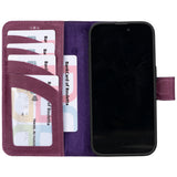 Bouletta iPhone 15 Pro Max Uitneembare lederen RFID BookCase (Magsafe compatibel) - Antique Purple