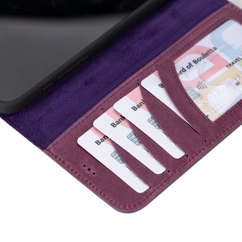 Bouletta iPhone 15 Pro Max Uitneembare lederen RFID BookCase (Magsafe compatibel) - Antique Purple