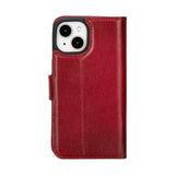 Bouletta iPhone 15 Uitneembare lederen RFID BookCase (Magsafe compatibel) - Burned Red