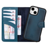 Bouletta iPhone 14 Uitneembare lederen RFID BookCase (Magsafe compatibel) - Midnight Blue