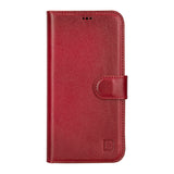 Bouletta iPhone 15 Uitneembare lederen RFID BookCase (Magsafe compatibel) - Burned Red