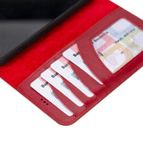 Bouletta iPhone 15 Uitneembare lederen RFID BookCase (Magsafe compatibel) - Burned Red