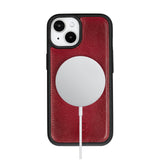 Bouletta iPhone 14 Uitneembare lederen RFID BookCase (Magsafe compatibel) - Burned Red