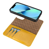 Bouletta iPhone 14 Uitneembare lederen RFID BookCase (Magsafe compatibel) - Mustard