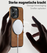 Perfeqt iPhone 14 BackCover met Kickstand & Keyring houder - Brown