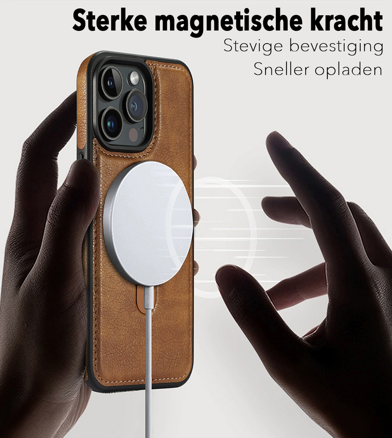 Perfeqt iPhone 15 Plus BackCover met Kickstand & Keyring houder - Brown