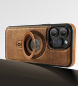 Perfeqt iPhone 14 Pro BackCover met Kickstand & Keyring houder - Brown