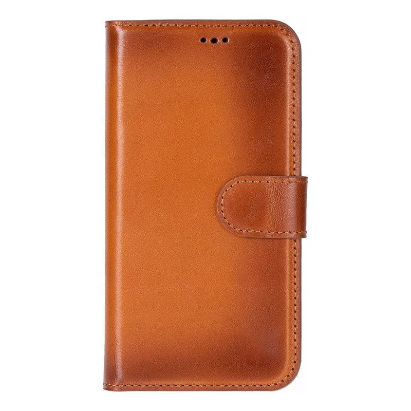 iPhone 17 Pro Max Uitneembaar leren Bookcase - Burned Cognac