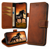 iPhone 17 leren Solid Bookcase - Burned Cognac