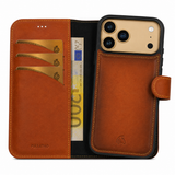 iPhone 17 Pro Uitneembaar leren Bookcase - Burned Cognac