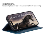 iPhone 17 Pro Max Uitneembaar leren Bookcase - Midnight Blue
