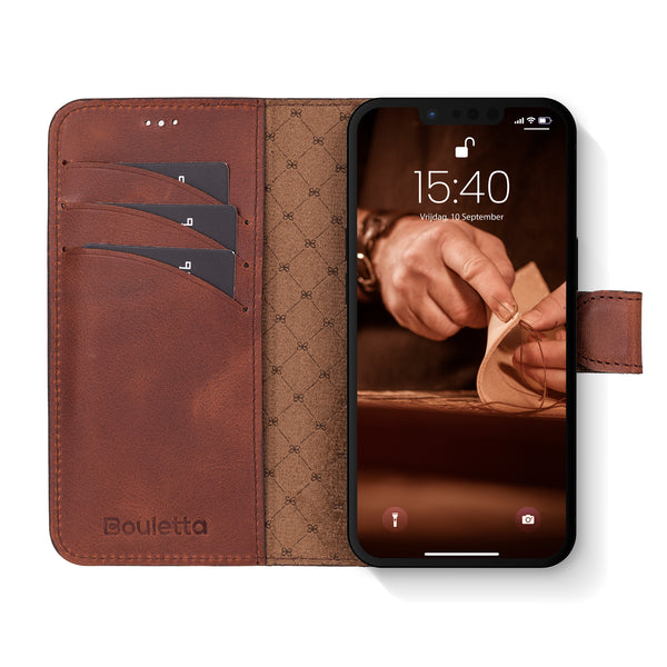 Bouletta iPhone 16e Uitneembare BookCase - Antic Coffee