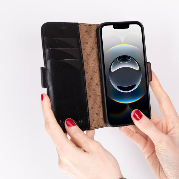 iPhone 17 Pro leren Solid Bookcase - Rustic Black