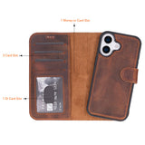 iPhone 17 Afneembare Leren Wallet Case - RFID, MagSafe & Kaarthouder
