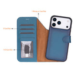 iPhone 17 Pro Uitneembare leren Wallet Case - RFID, MagSafe & Kaarthouder