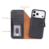 iPhone 17 Pro Uitneembare leren Wallet Case - RFID, MagSafe & Kaarthouder
