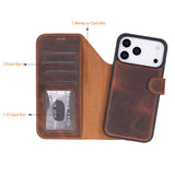 iPhone 17 Pro Uitneembare leren Wallet Case - RFID, MagSafe & Kaarthouder