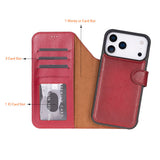 iPhone 17 Pro Uitneembare leren Wallet Case - RFID, MagSafe & Kaarthouder