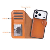 iPhone 17 Pro Uitneembare leren Wallet Case - RFID, MagSafe & Kaarthouder