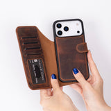 iPhone 17 Pro Uitneembare leren Wallet Case - RFID, MagSafe & Kaarthouder