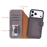 iPhone 17 Pro Max uitneembare Leren Wallet Case - RFID, MagSafe & Kaarthouder