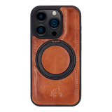 Pulledro iPhone 15 Pro Max BackCover met Kickstand & Keyring houder - Burned Cognac