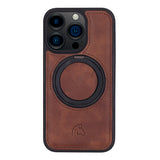 Pulledro iPhone 15 Pro Max BackCover met Kickstand & Keyring houder - Antic Coffee