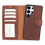 Samsung Galaxy S25 Ultra Leren BookCase Afneembaar & Kaarthouder
