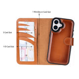 iPhone 17 Leren Uitneembare Wallet Case - RFID, MagSafe & Kaarthouder