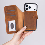 iPhone 17 Pro Uitneembare leren Wallet Case - RFID, MagSafe & Kaarthouder