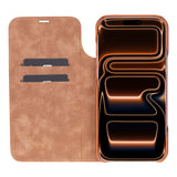 Sonat Leather iPhone 17 Pro Folio Case - Handgemaakt Echt Leren Hoesje met Kaarthouder